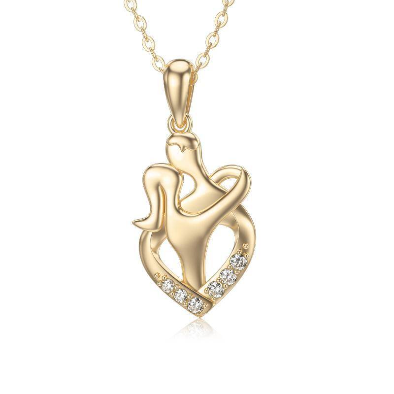 14K Gold Moissanite Couple Pendant Necklace-1