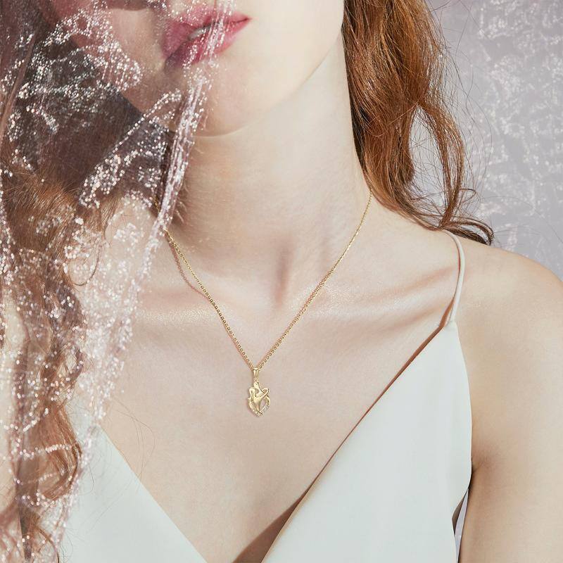 10K Gold Moissanite Couple Pendant Necklace-2