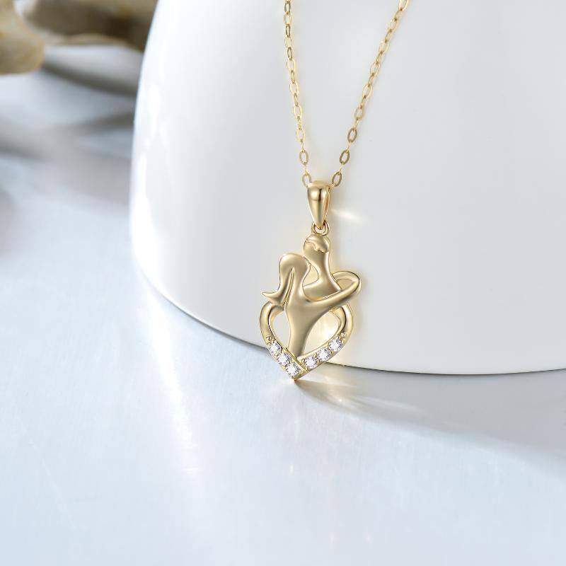 14K Gold Moissanite Couple Pendant Necklace-3