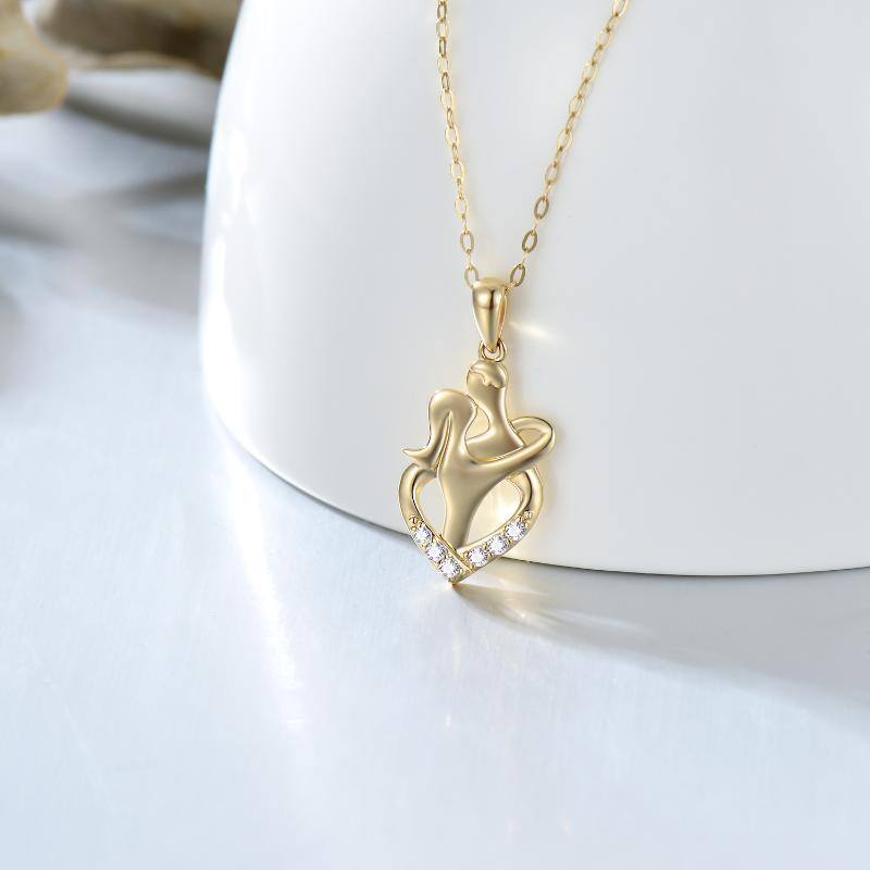 10K Gold Moissanite Couple Pendant Necklace-3