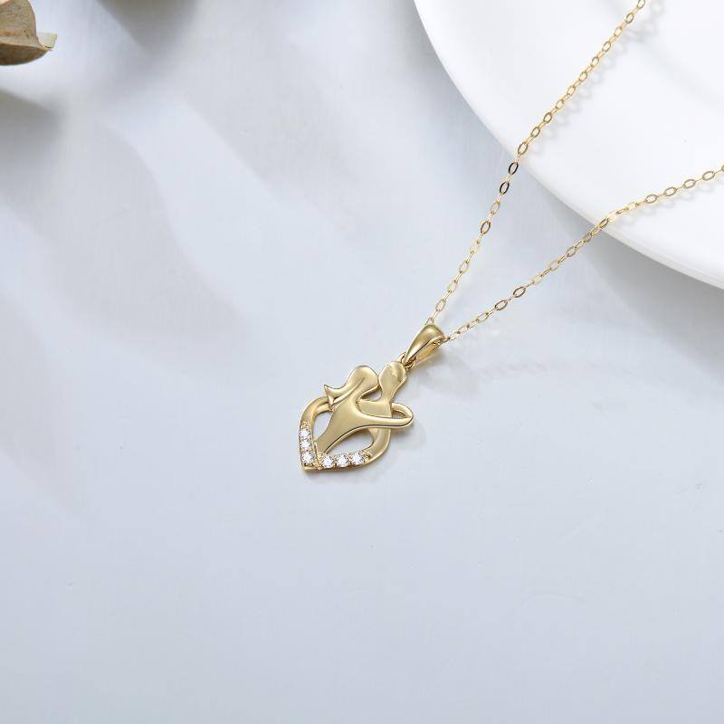 14K Gold Moissanite Couple Pendant Necklace-4