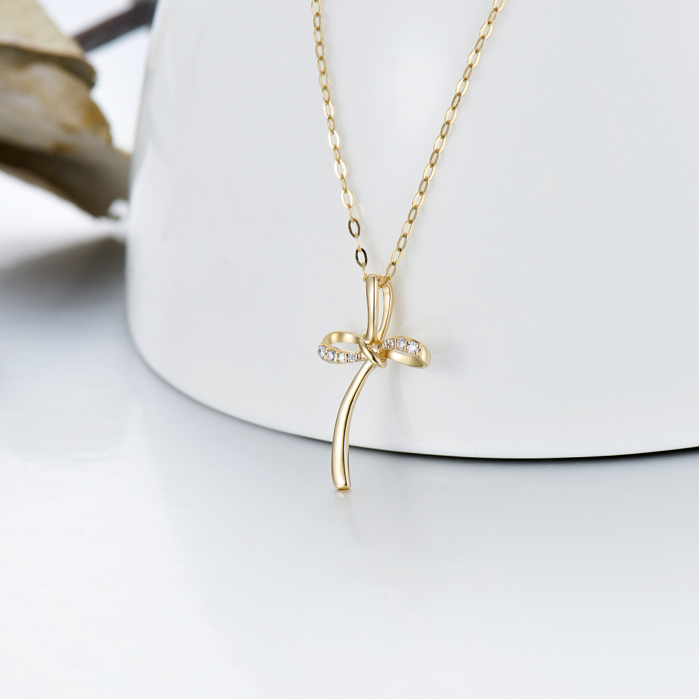 10K Gold Moissanite Cross Infinity Symbol Pendant Necklace-3