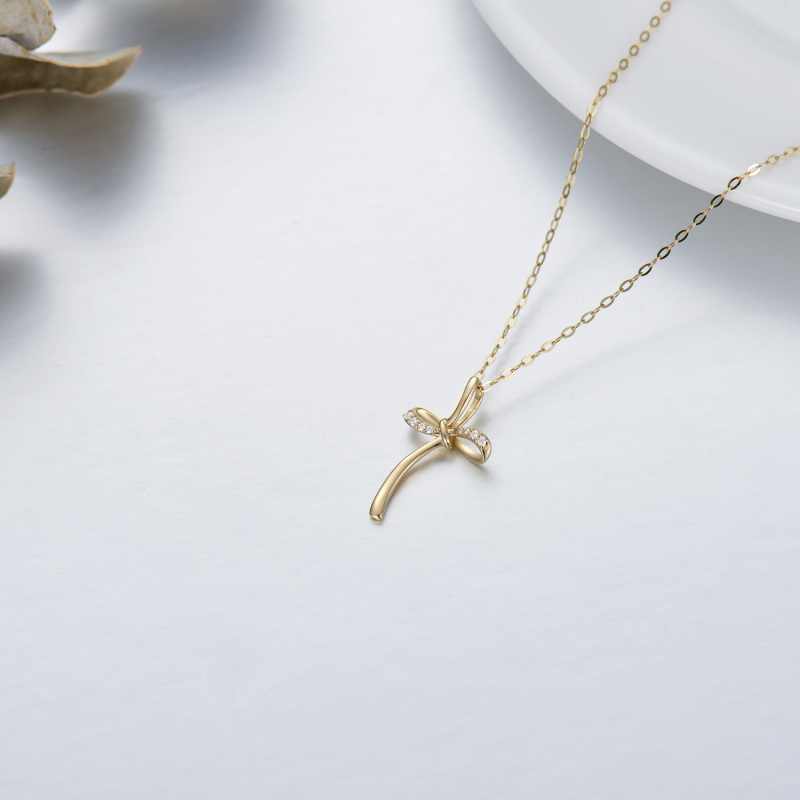 قلادة من الذهب عيار 14 قيراطًا مرصعة برمز اللانهاية من مويسانيتي الصليب-4