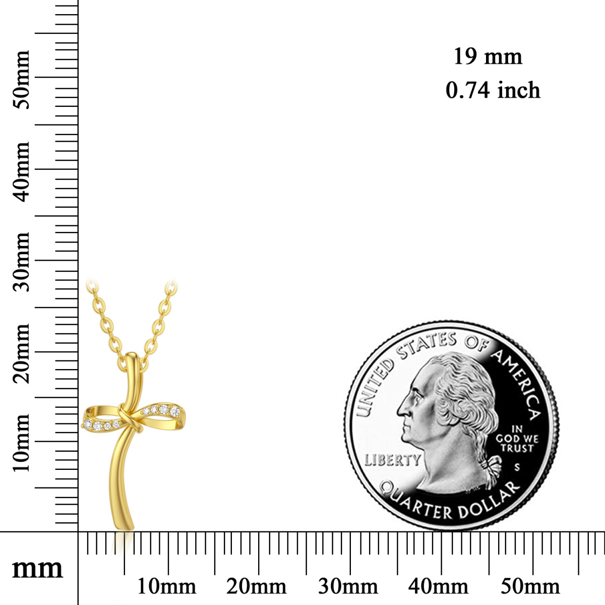 14K Gold Moissanit Kreuz Unendlichkeit Symbol Anhänger Halskette-5