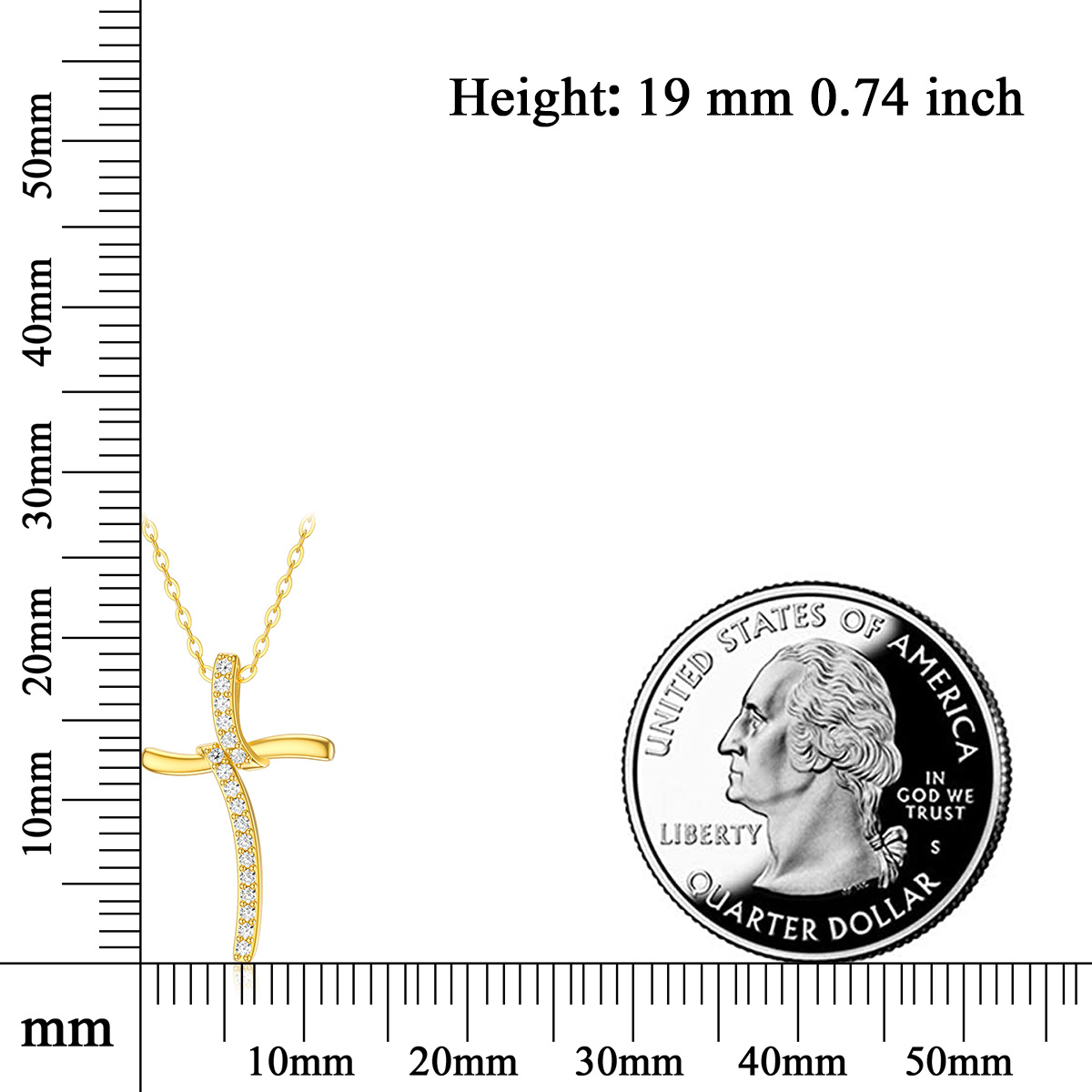 Colar com pingente de nó cruzado Moissanite em ouro 14K-6