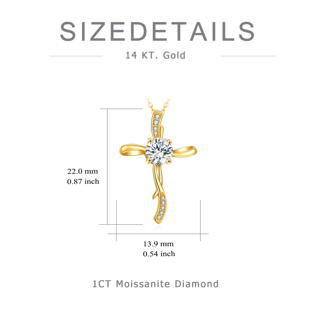 10K Gold Moissanite Cross Knot Pendant Necklace-5