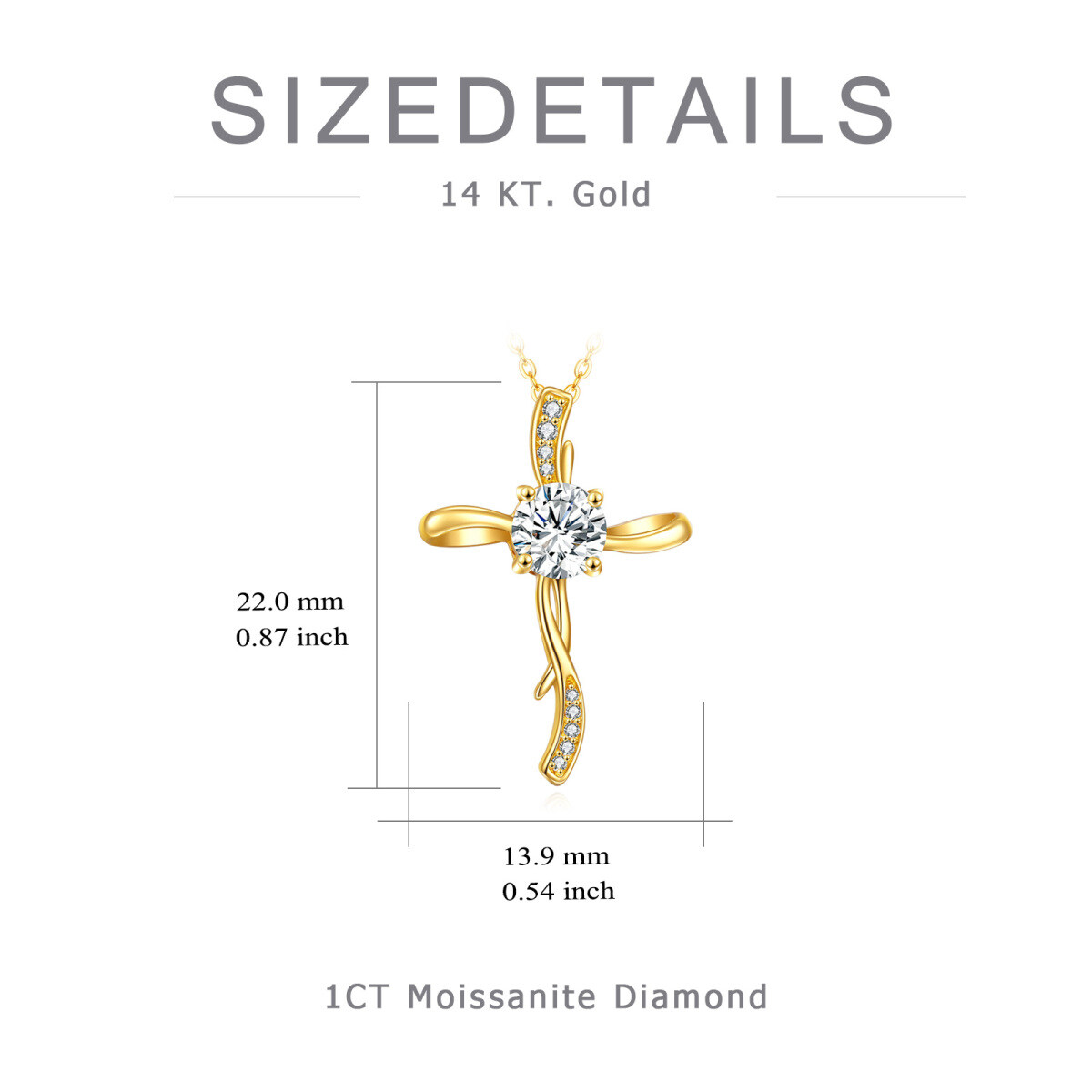 14K Gold Moissanite Cross Knot Pendant Necklace-5