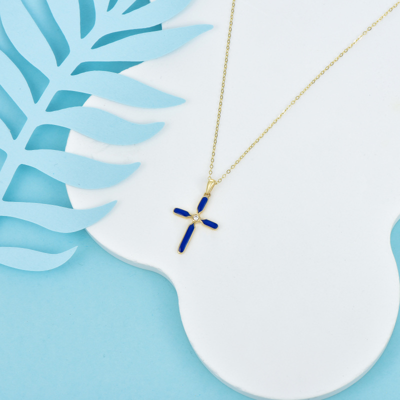 10K White Gold Moissanite Cross Pendant Necklace-3