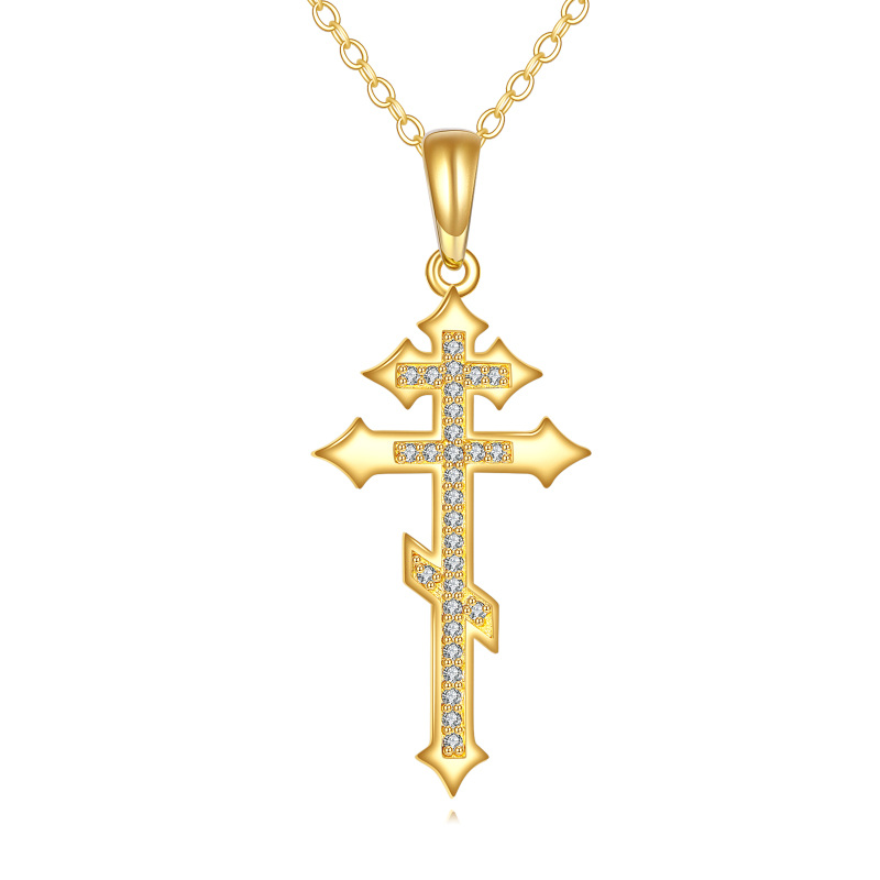 14K Gold Moissanite Cross Pendant Necklace-16