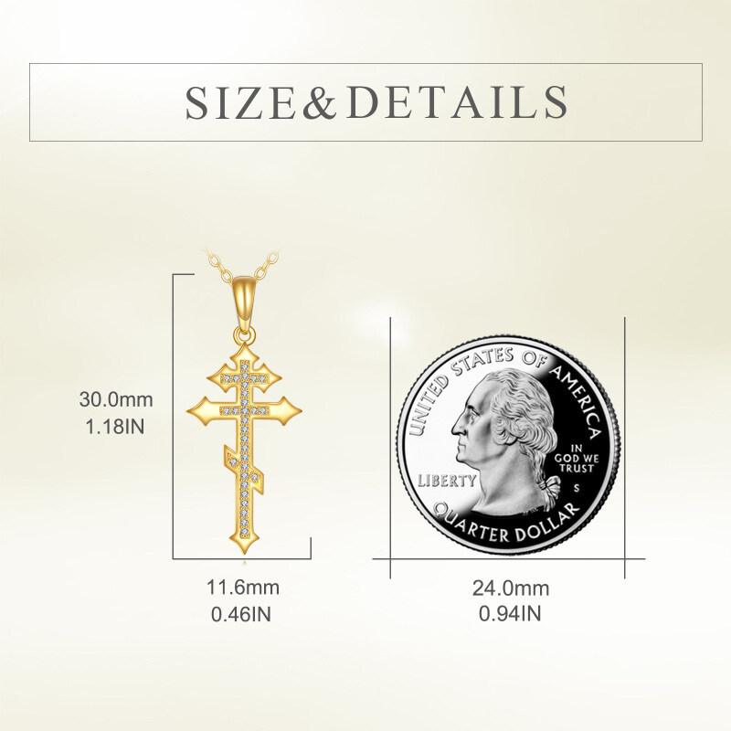 Colar de Pingente de Cruz de Ouro 14K com Moissanita-4