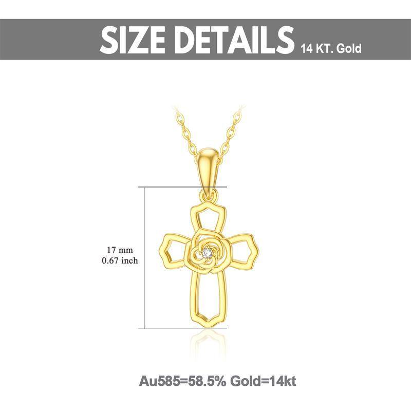 10K Gold Moissanite Cross Pendant Necklace-3