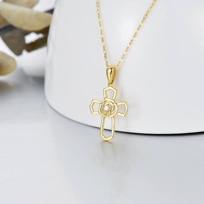 Collier croix en or 14K Moissanite-4