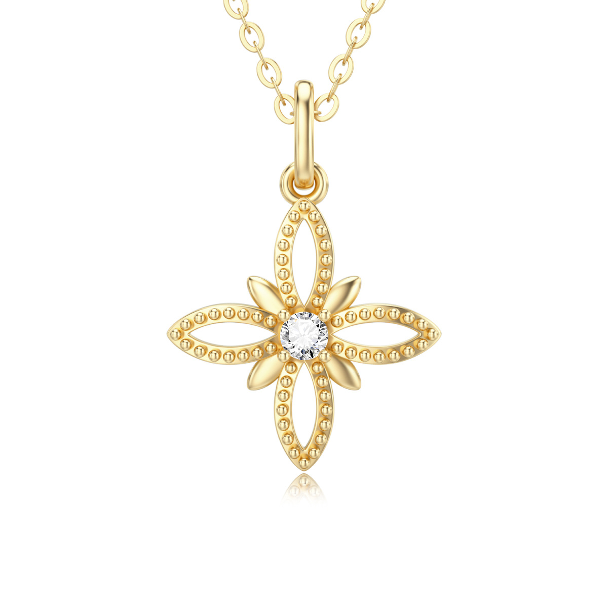 10K Gold Moissanite Cross Pendant Necklace-1