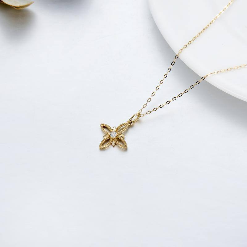 10K Gold Moissanite Cross Pendant Necklace-4