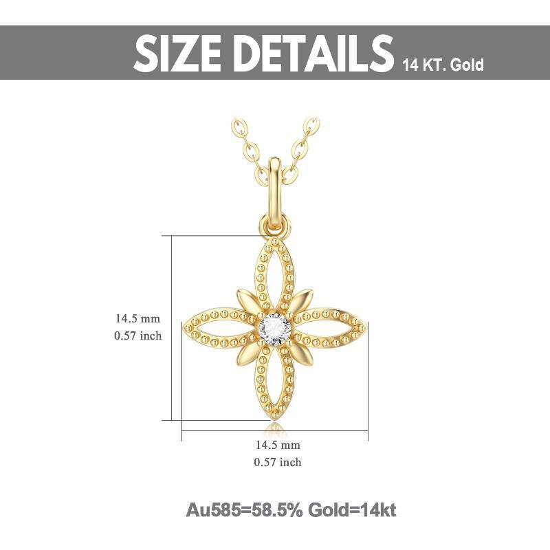 10K Gold Moissanite Cross Pendant Necklace-6