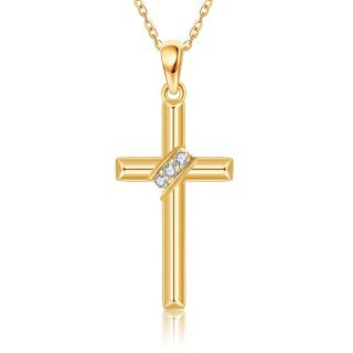 10K Gold Moissanite Cross Pendant Necklace-15