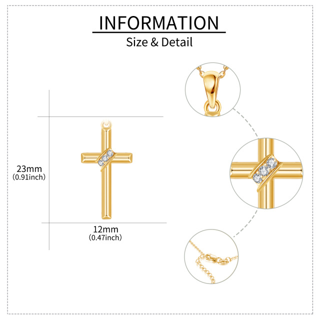 Halskette mit Kreuzanhänger aus 14 Karat Gold mit Moissanit-5