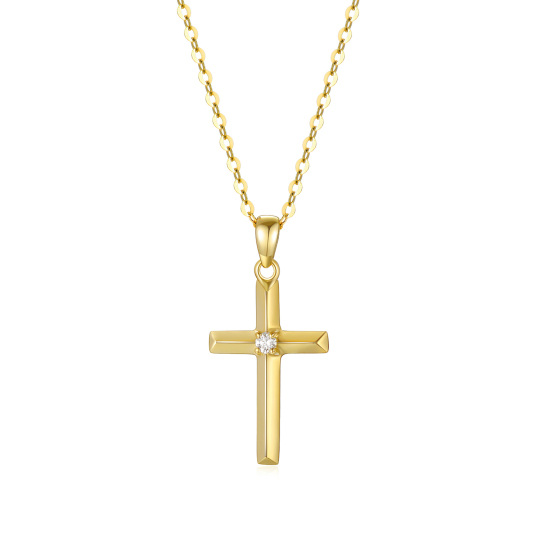 Collier croix en or 14K Moissanite-1