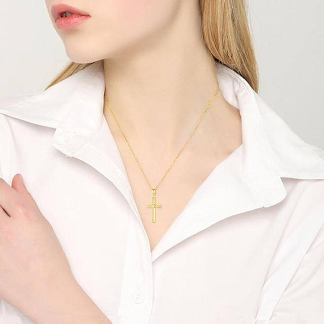 Collier croix en or 14K Moissanite-2