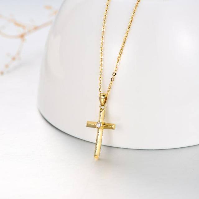 Collier croix en or 14K Moissanite-3