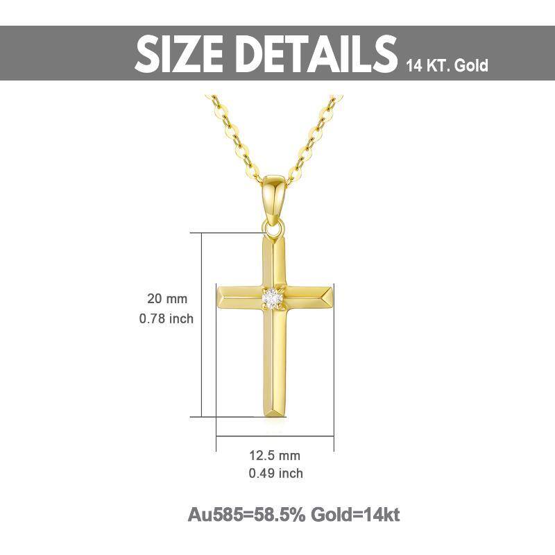 10K Gold Moissanite Cross Pendant Necklace-6