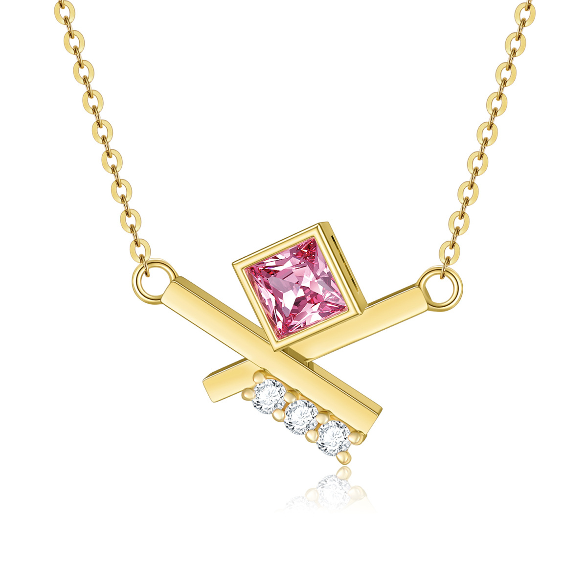 10K Gold Moissanite Cross Pendant Necklace-1