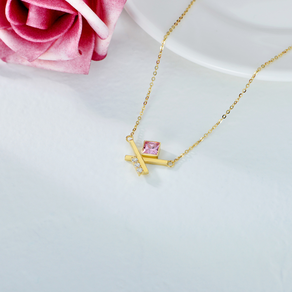 10K Gold Moissanite Cross Pendant Necklace-4