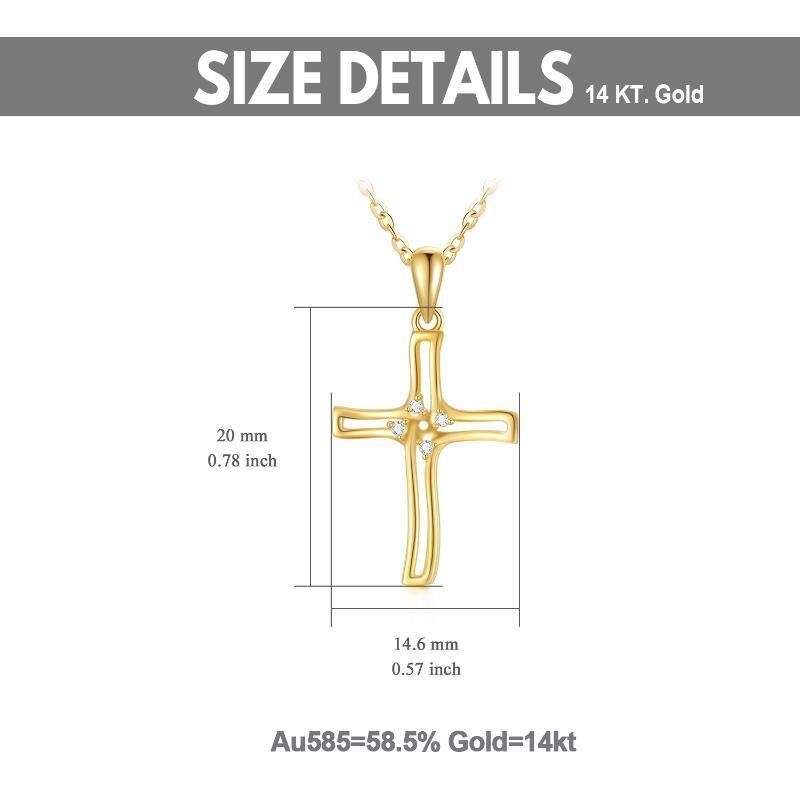 10K Gold Moissanite Cross Pendant Necklace-5