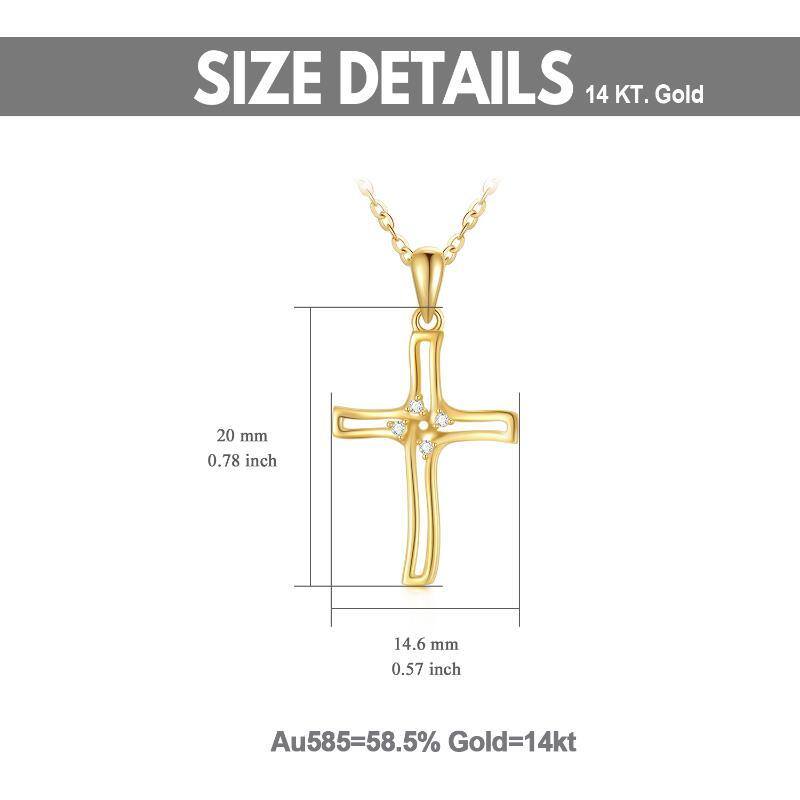 14K Gold Moissanite Cross Pendant Necklace-5