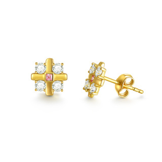 10K Gold Moissanite Cross Stud Earrings-27