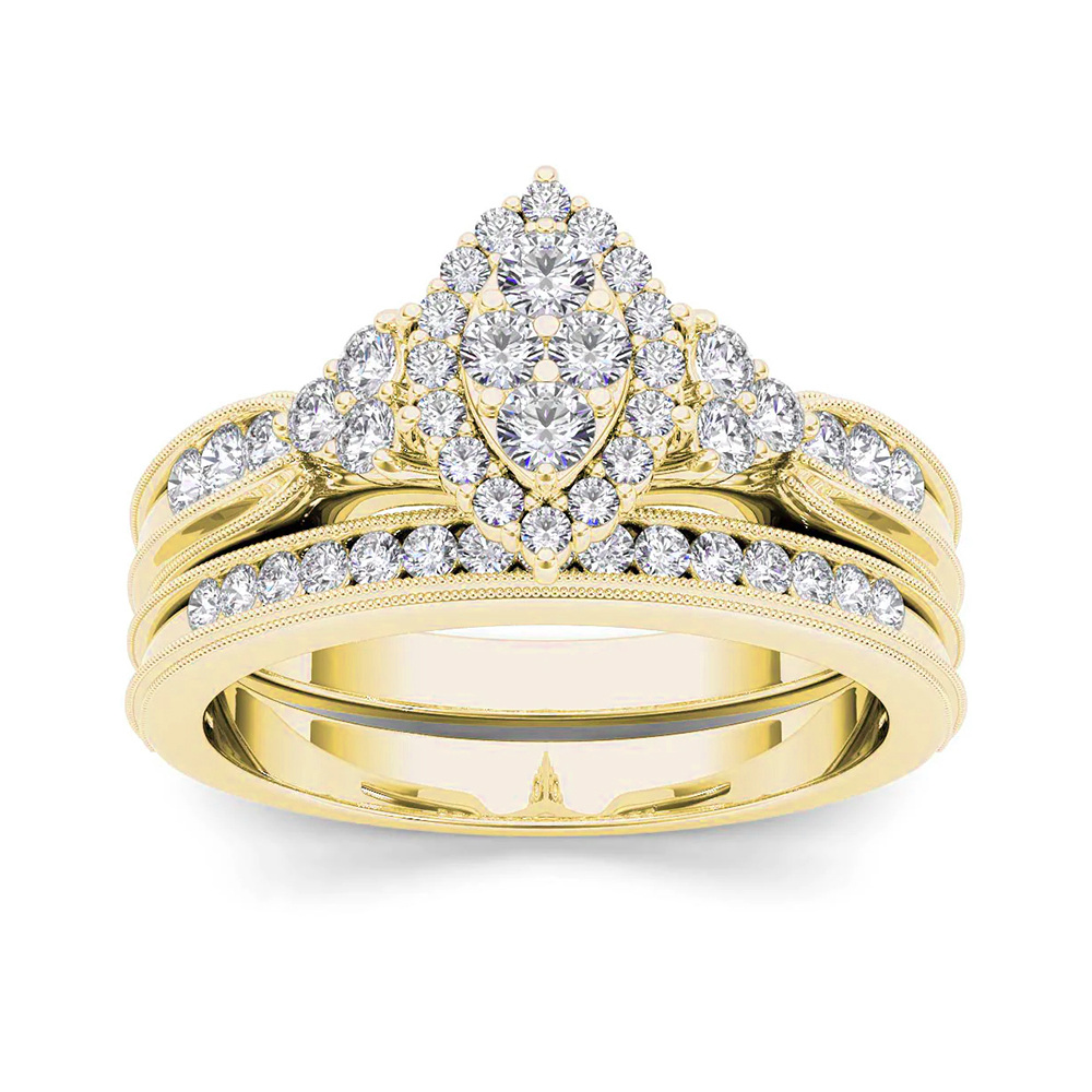 Bague de fiançailles en or 14 carats avec couronne en moissanite-1