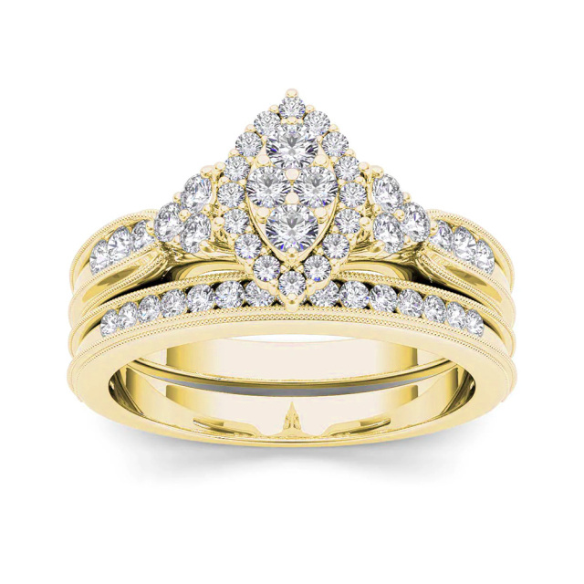 Bague de fiançailles en or 14 carats avec couronne en moissanite