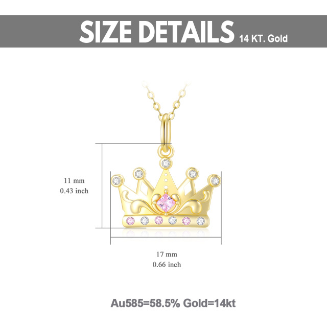 14K Gold Moissanite Crown Pendant Necklace-3