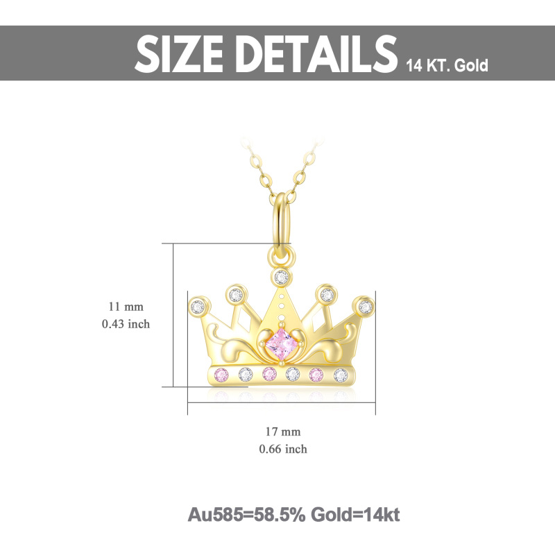 14K Gold Moissanite Crown Pendant Necklace-3