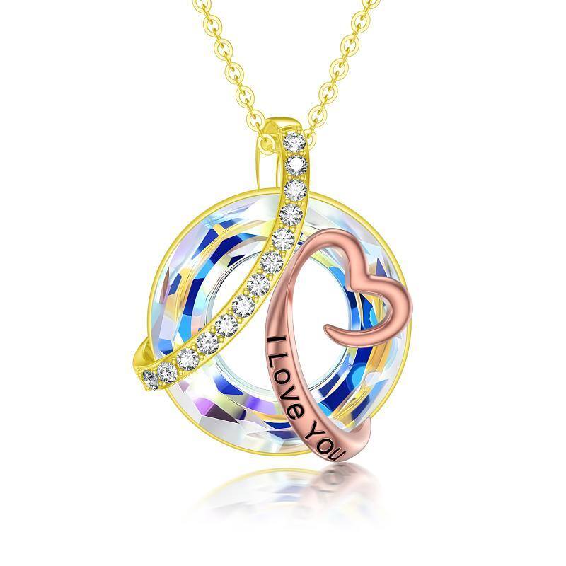 Collier pendentif symbole infini en or 14K Moissanite et cristal-1