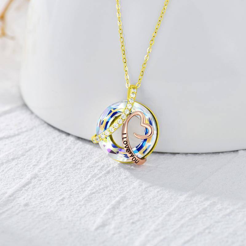 10K White Gold Moissanite & Crystal Infinity Symbol Pendant Necklace-3