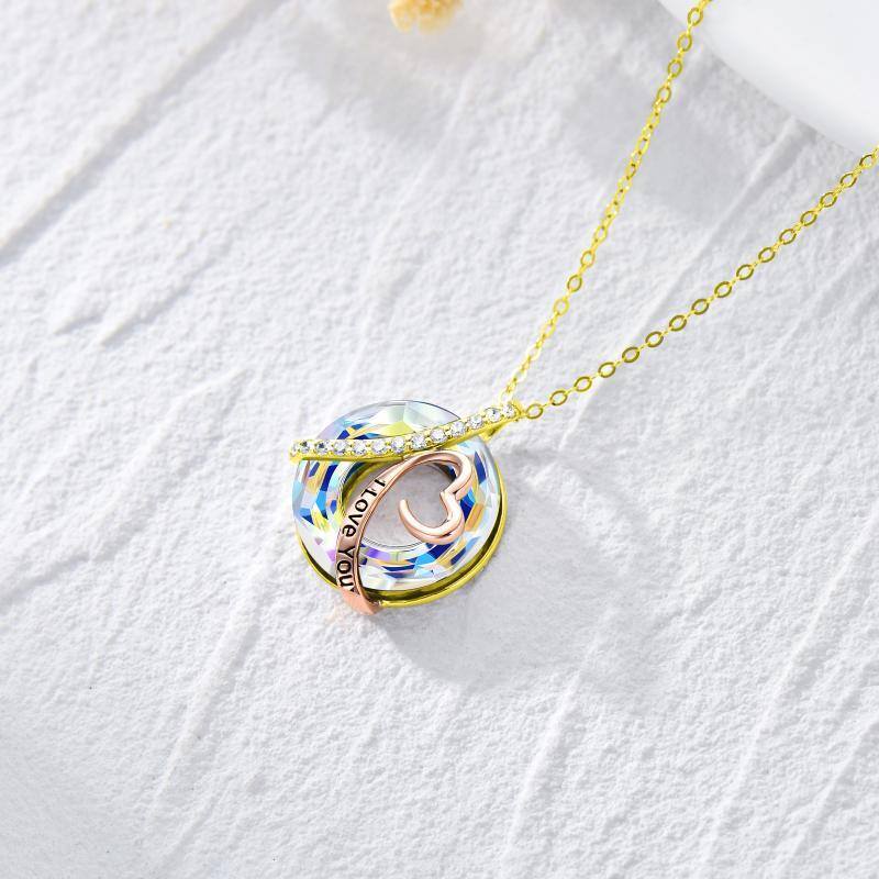 10K Gold Moissanite & Crystal Infinite Symbol Pendant Necklace-4