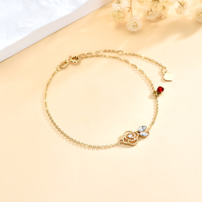 10K Gouden Moissaniet & Kristal Roze Hanger Armband-3