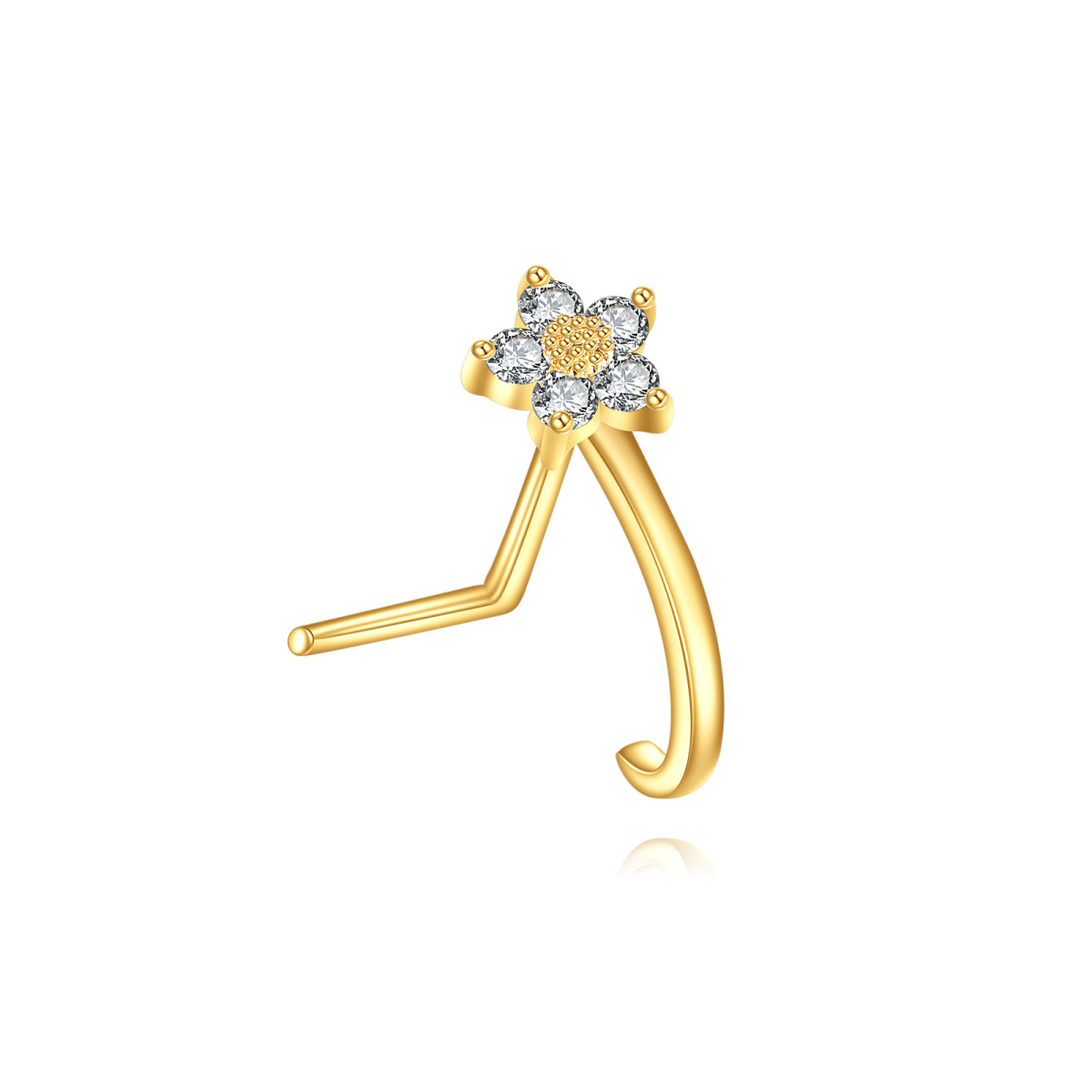 14K Gold Moissanite Daisy Nose Ring-1