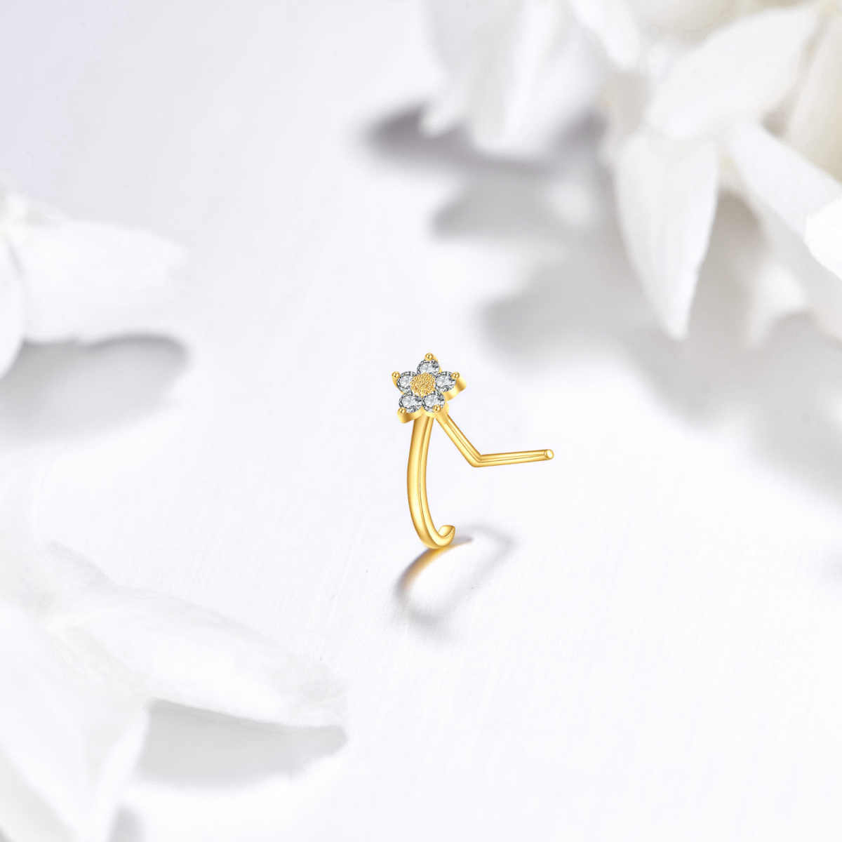 10K Gold Moissanite Daisy Nose Ring-4