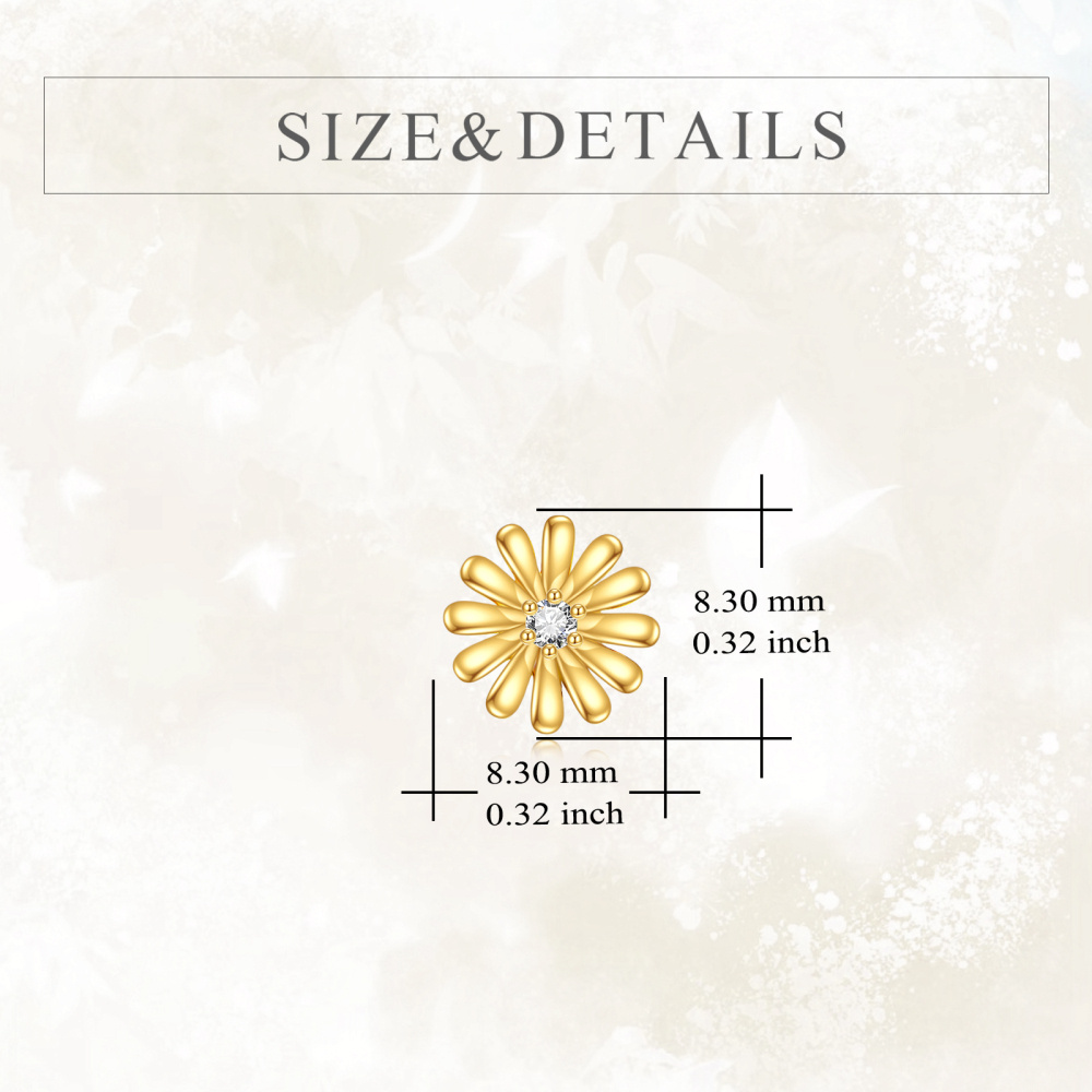 10K Gold Moissanite Daisy Stud Earrings-6