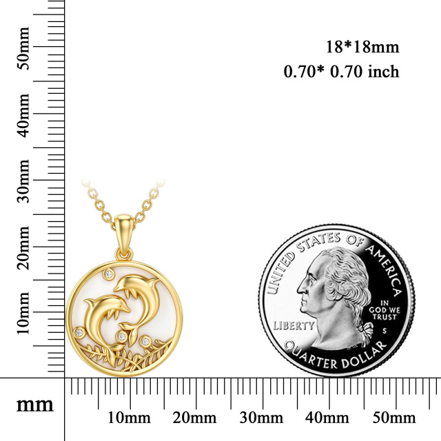 14K Gold Moissanit Delphin Anhänger Halskette-5