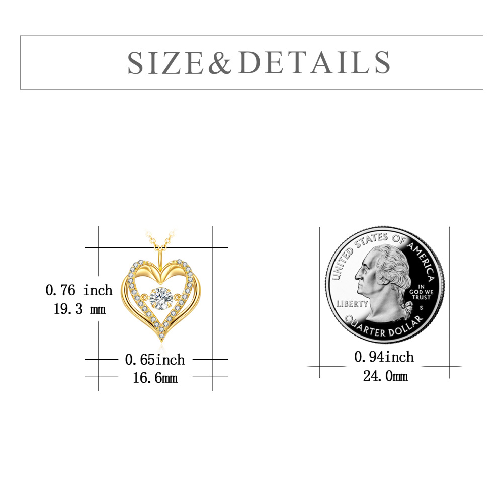 10K Gold Moissanite Double Heart Pendant Necklace-5