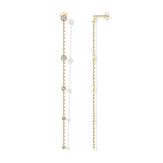 Sterling Silver with Yellow Gold Plated Moissanite Drop Earrings-18