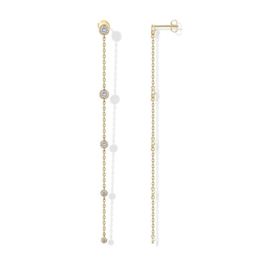 Sterling Silver with Yellow Gold Plated Moissanite Drop Earrings