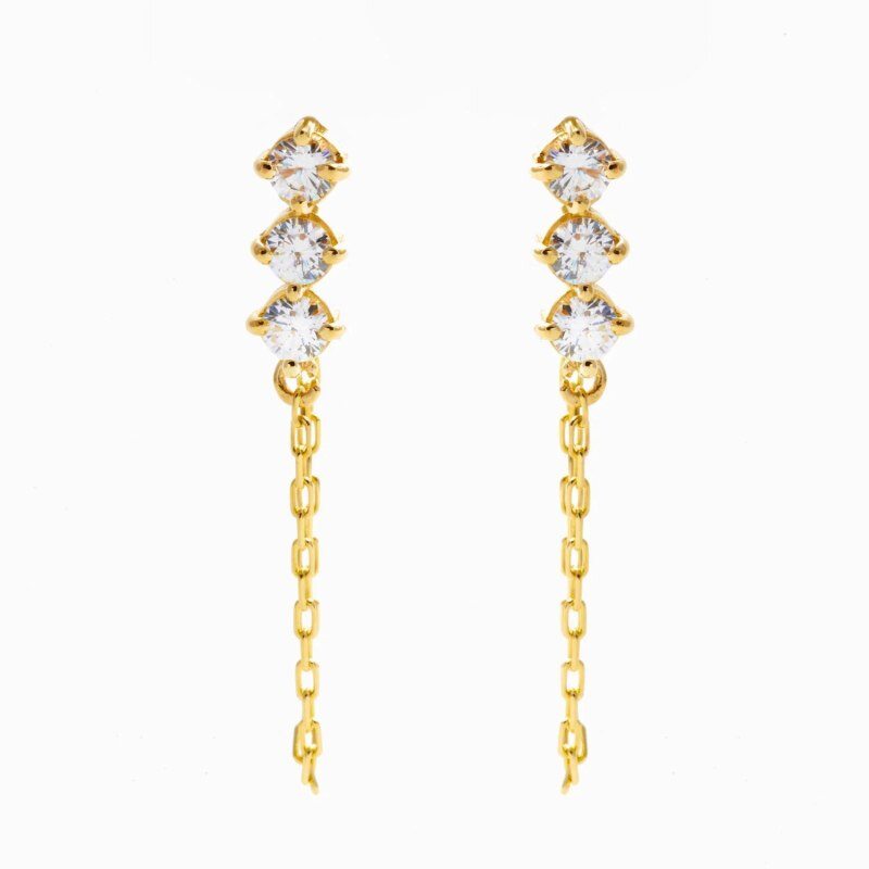 Aretes colgantes de moissanita en oro de 14 quilates-1