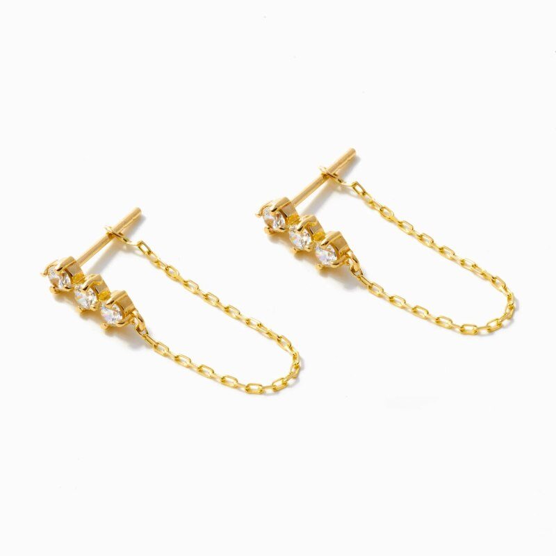 Aretes colgantes de moissanita en oro de 14 quilates-3