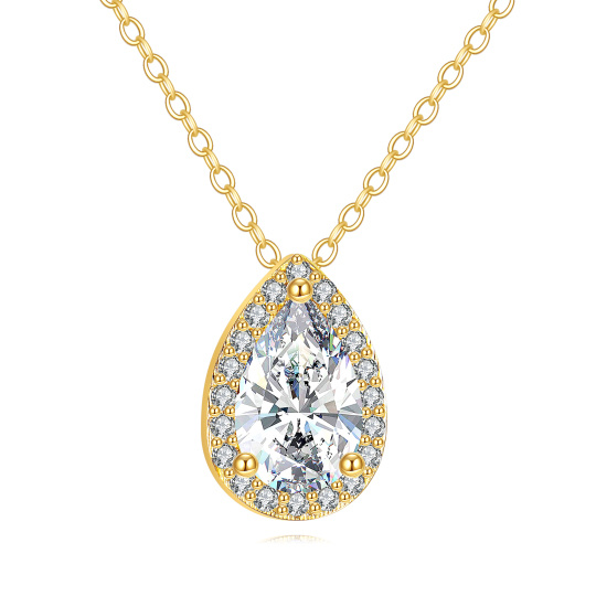 Colar de Pingente em Forma de Gota em Ouro 10K com Moissanita