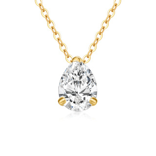 10K Gold Moissanite Drop Shape Pendant Necklace-34