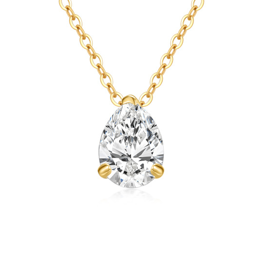 14K Gold Moissanite Drop Shape Pendant Necklace